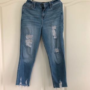 Light wash ripped mom jeans